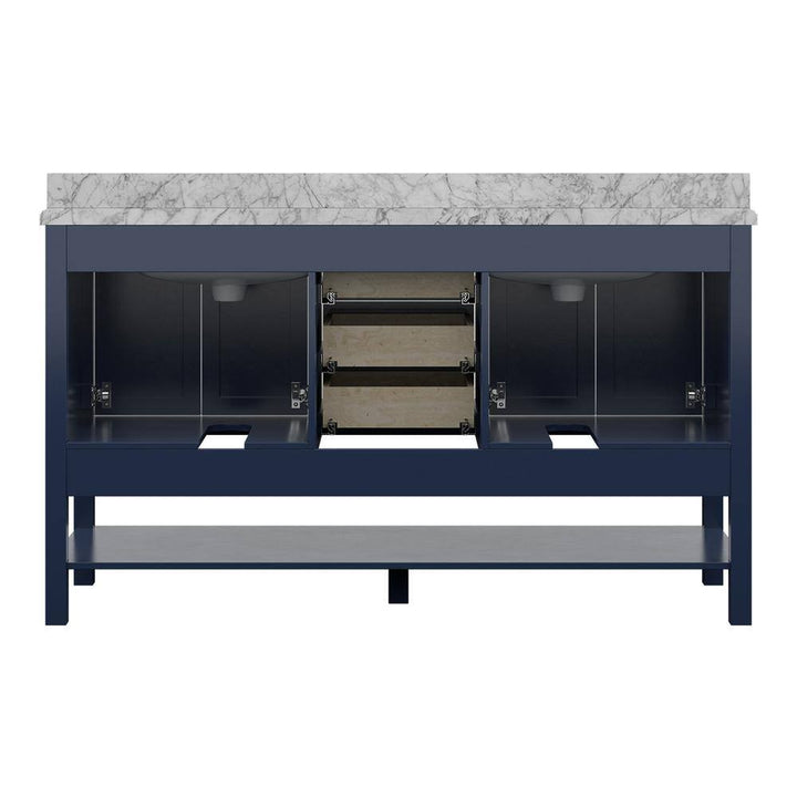 Affinity 61" Double Sink Vanity with White & Gray Carrara Marble Top - Design Element Bath Kitchen - Bathroom Vanity - White