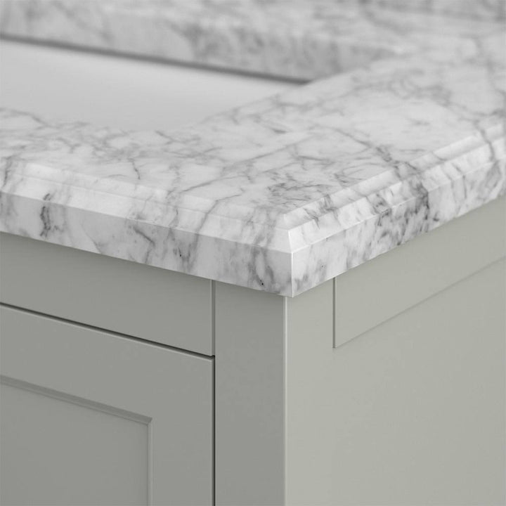 Affinity 61" Double Sink Vanity with White & Gray Carrara Marble Top - Design Element Bath Kitchen - Bathroom Vanity - White