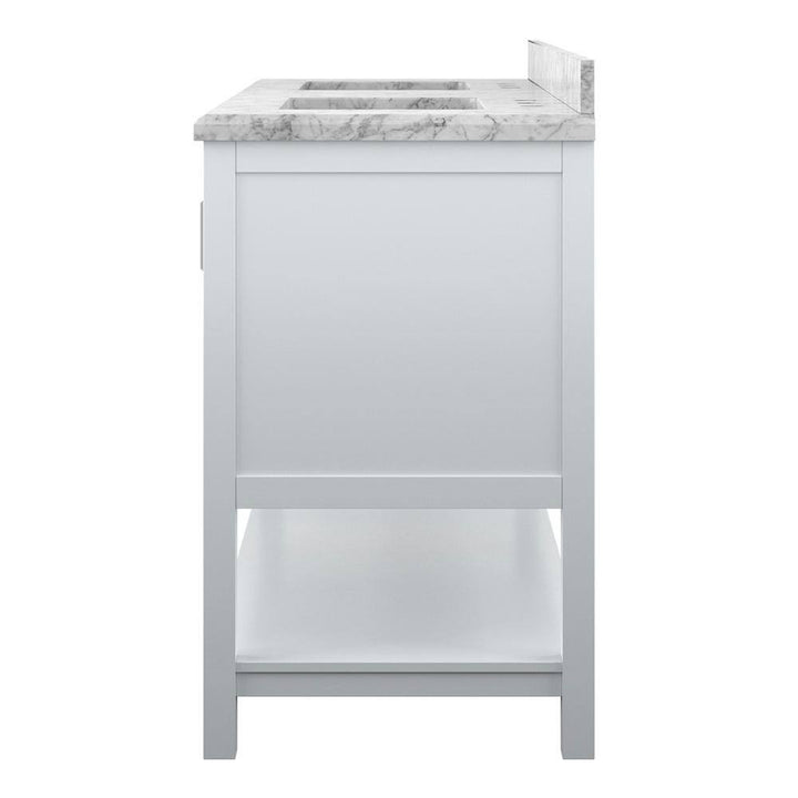 Affinity 61" Double Sink Vanity with White & Gray Carrara Marble Top - Design Element Bath Kitchen - Bathroom Vanity - White