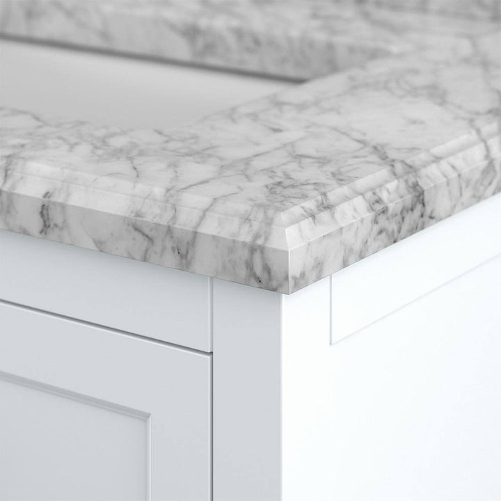 Affinity 61" Double Sink Vanity with White & Gray Carrara Marble Top - Design Element Bath Kitchen - Bathroom Vanity - White