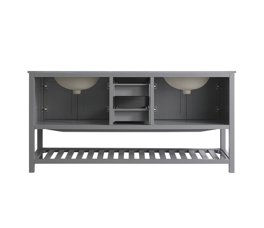 Monaco 72" Double Sink Bathroom Vanity Base Cabinet without Top - Design Element Bath Kitchen - Bathroom Vanity - Classic Gray