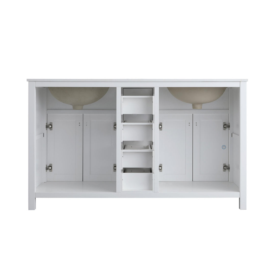 London 60.5" Double Sink Vanity Cabinet Only in White - Design Element Bath Kitchen - Bathroom Vanity -