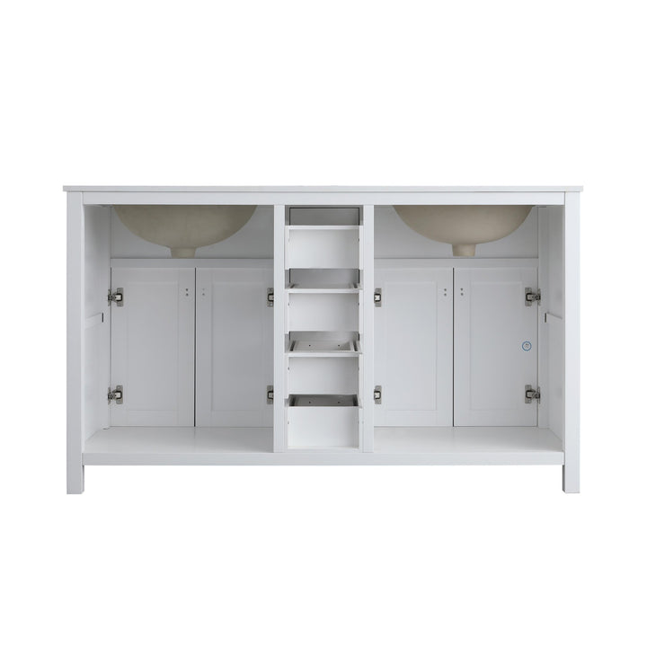 London 60.5" Double Sink Vanity Cabinet Only in White - Design Element Bath Kitchen - Bathroom Vanity -