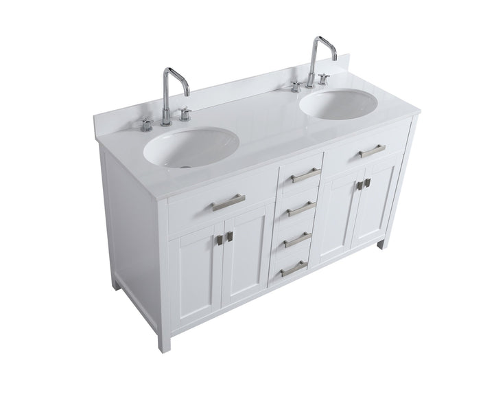 London 60.5" Double Sink Vanity Cabinet Only in White - Design Element Bath Kitchen - Bathroom Vanity -