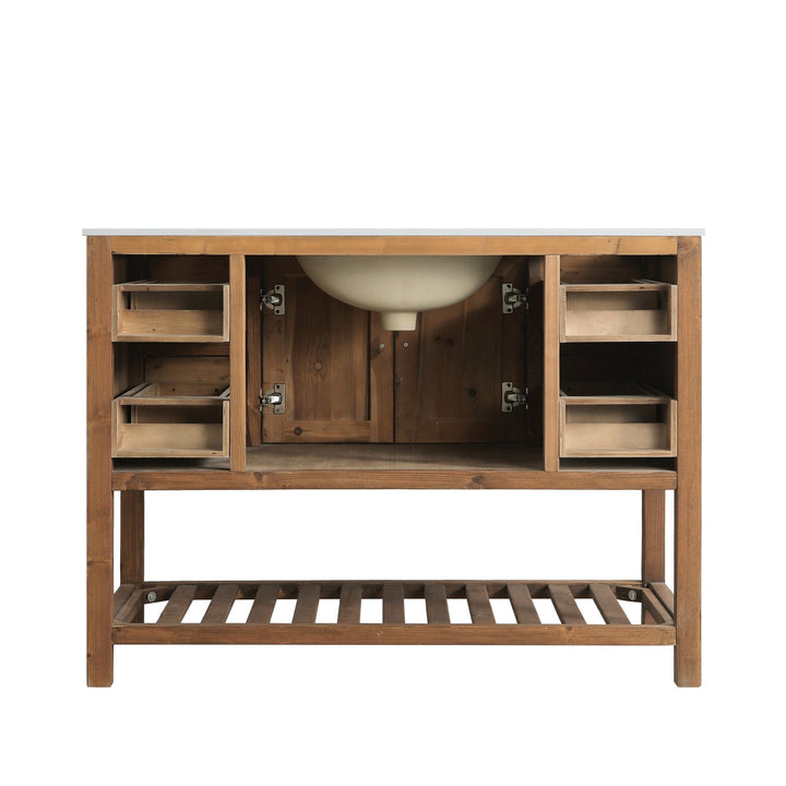 Austin 48" Vanity Base Built With Reclaimed Wood in Walnut Finish - Design Element Bath Kitchen - Bathroom Vanity -