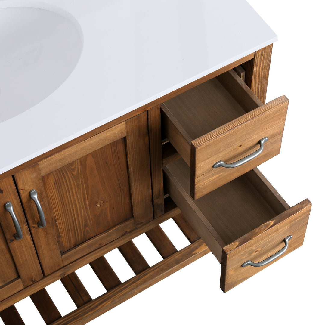 Austin 48" Vanity Base Built With Reclaimed Wood in Walnut Finish - Design Element Bath Kitchen - Bathroom Vanity -