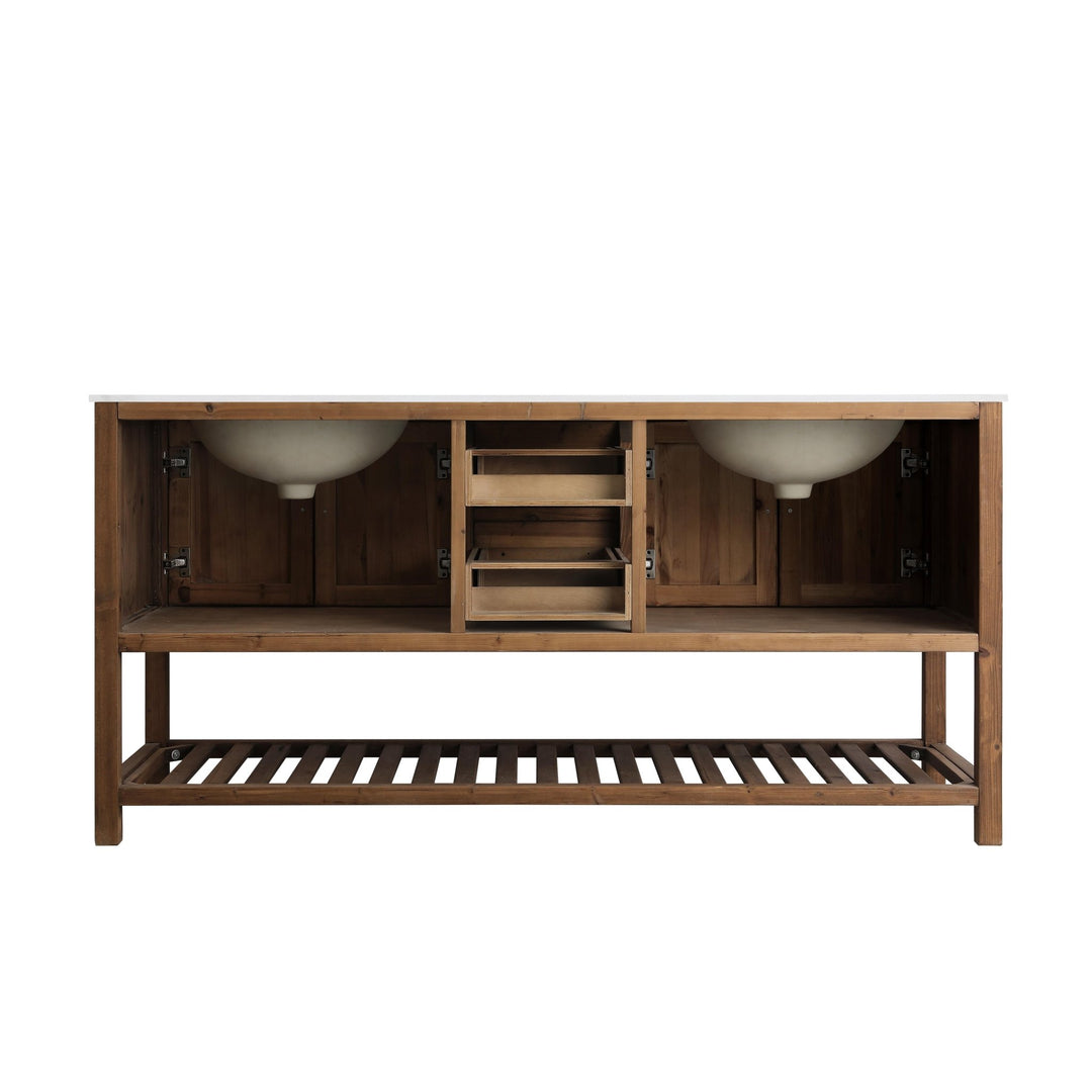 Austin 72" Vanity Base Built With Reclaimed Wood in Walnut Finish - Design Element Bath Kitchen - Bathroom Vanity -