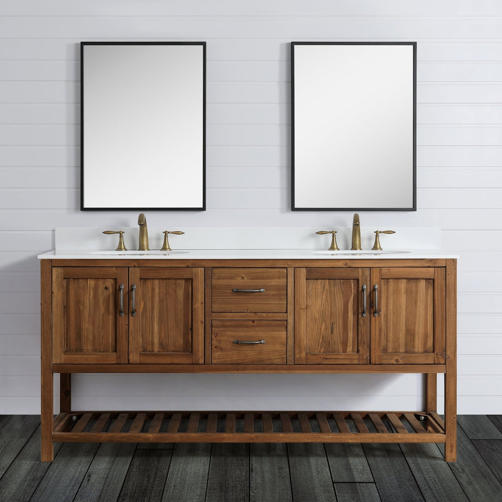 Austin 72" Vanity Base Built With Reclaimed Wood in Walnut Finish - Design Element Bath Kitchen - Bathroom Vanity -