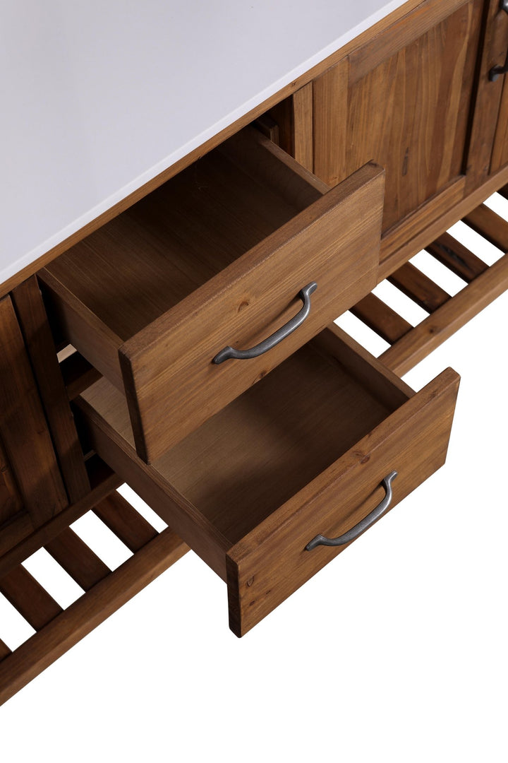 Austin 72" Vanity Base Built With Reclaimed Wood in Walnut Finish - Design Element Bath Kitchen - Bathroom Vanity -