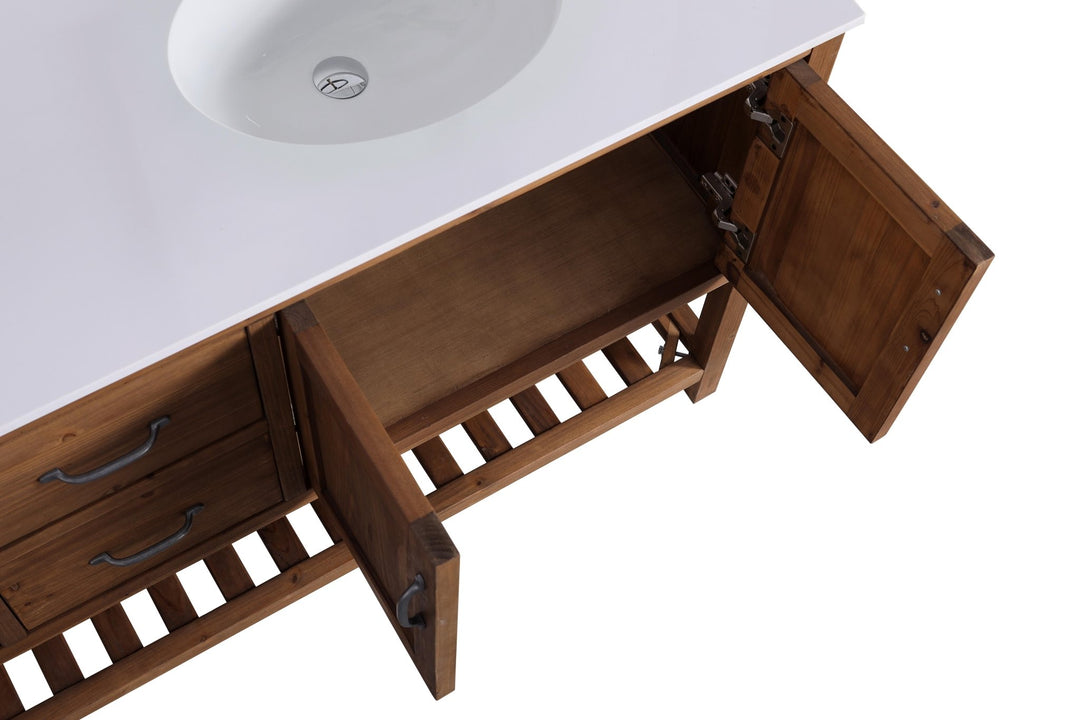 Austin 72" Vanity Base Built With Reclaimed Wood in Walnut Finish - Design Element Bath Kitchen - Bathroom Vanity -