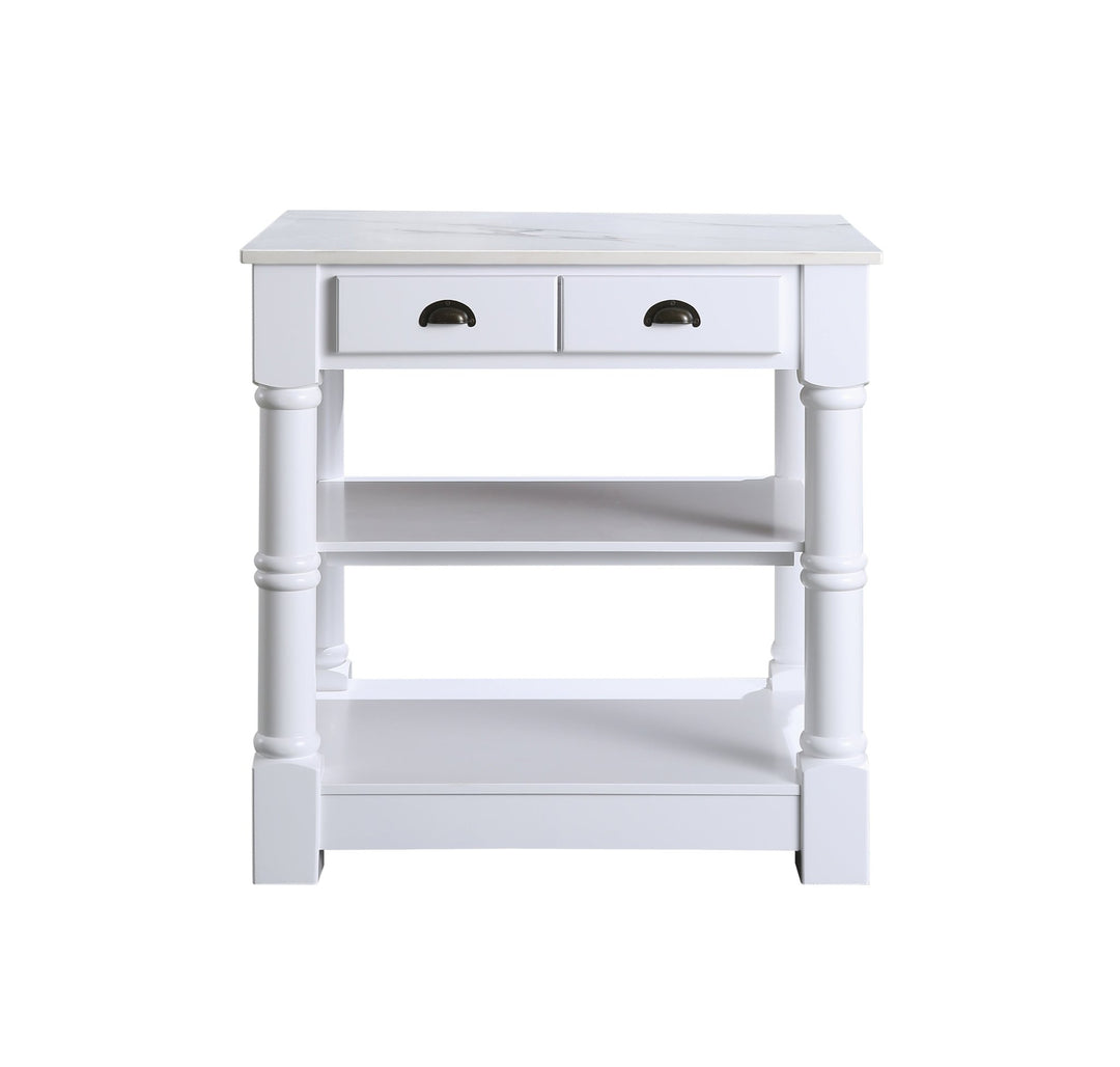 Monterey 36 " Kitchen Island With Sintered Stone Countertop in White - Design Element Bath Kitchen - Kitchen Island -