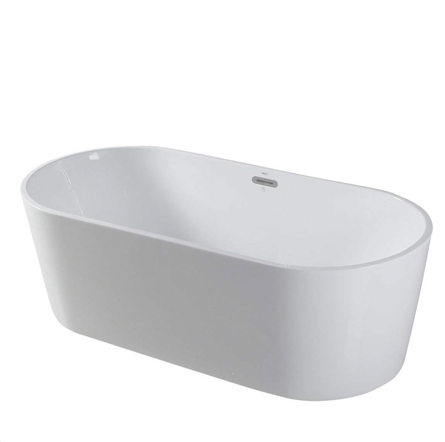 67" Acrylic Oval Double Ended Flatbottom Freestanding Bathtub in Glossy White