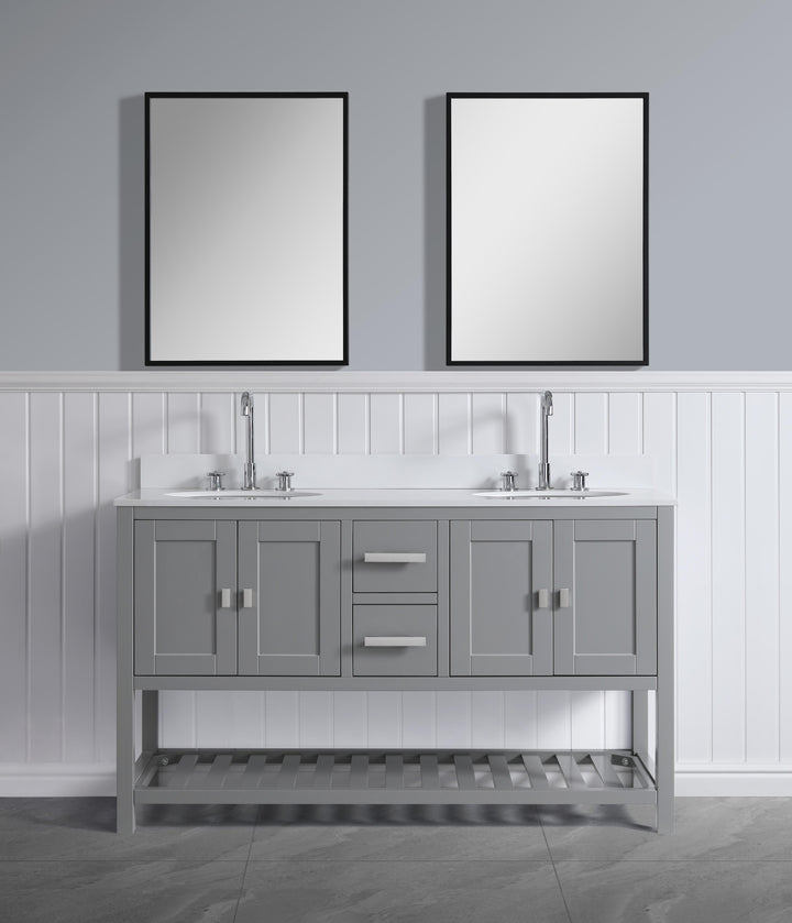 Monaco 60" Double Sink Bathroom Vanity Base Cabinet without Top