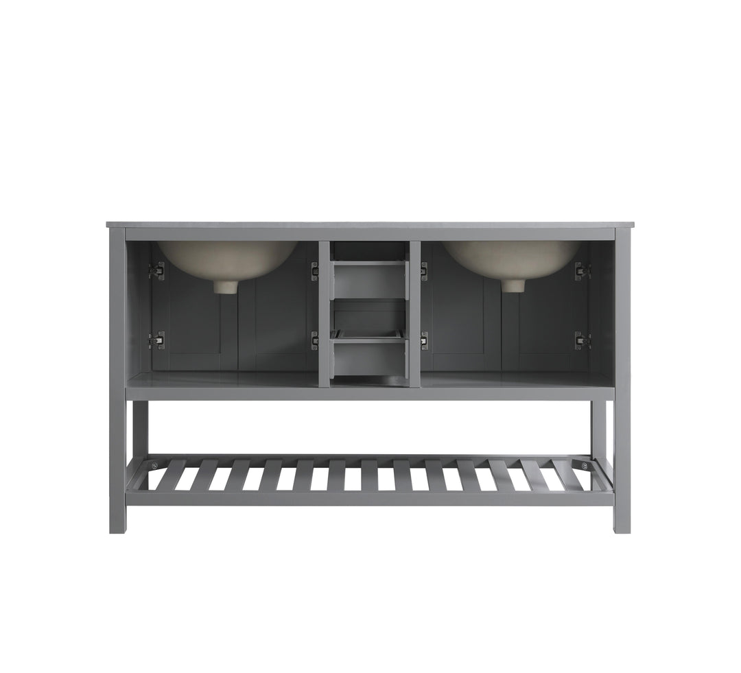 Monaco 60" Double Sink Bathroom Vanity Base Cabinet without Top