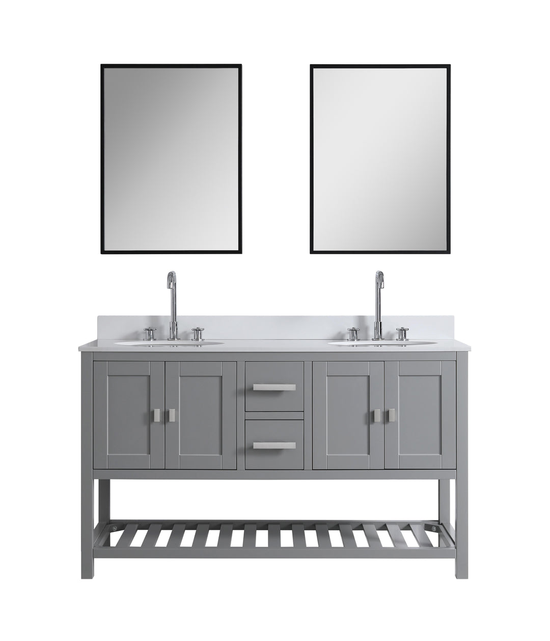 Monaco 60" Double Sink Bathroom Vanity Base Cabinet without Top