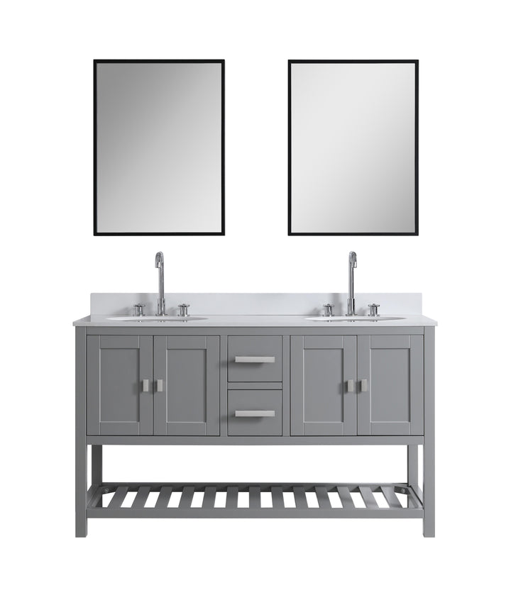 Monaco 60" Double Sink Bathroom Vanity Base Cabinet without Top