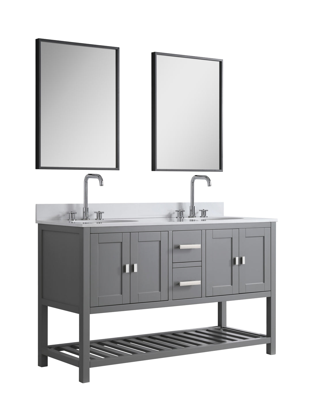 Monaco 60" Double Sink Bathroom Vanity Base Cabinet without Top