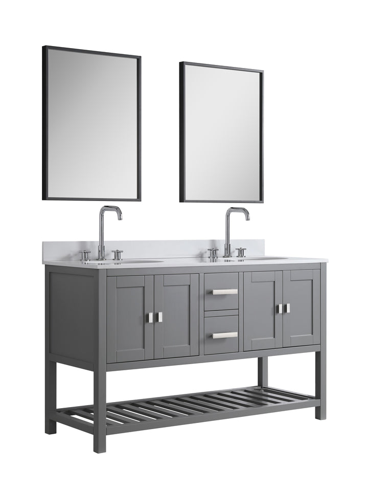 Monaco 60" Double Sink Bathroom Vanity Base Cabinet without Top