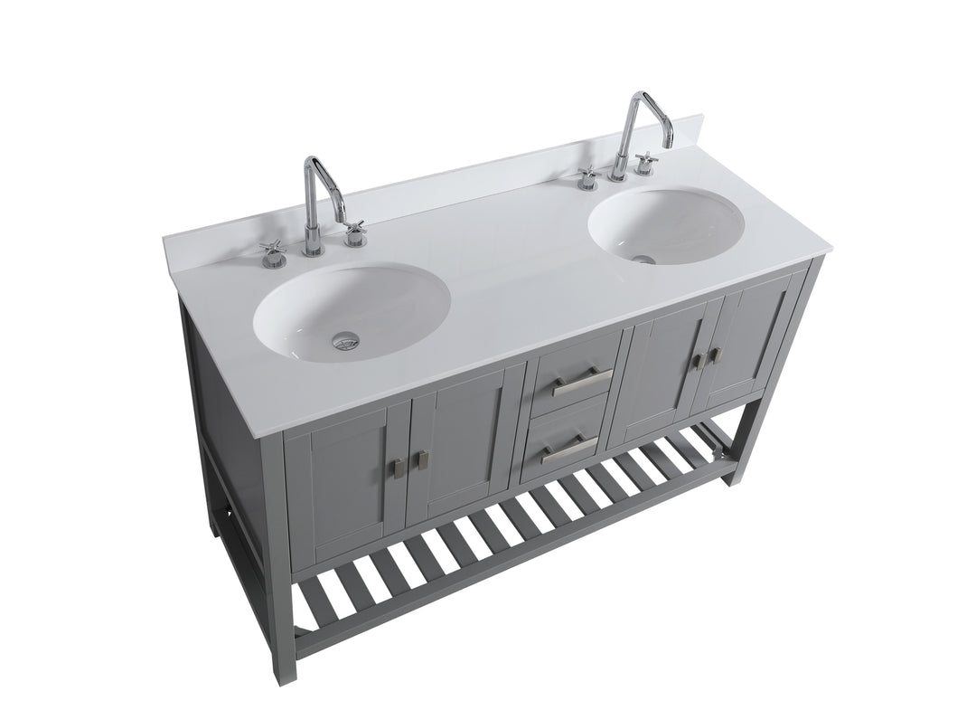 Monaco 60" Double Sink Bathroom Vanity Base Cabinet without Top