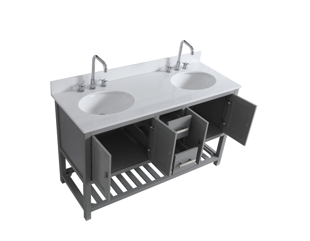 Monaco 60" Double Sink Bathroom Vanity Base Cabinet without Top