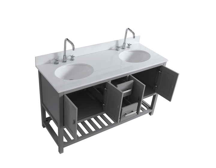 Monaco 60" Double Sink Bathroom Vanity Base Cabinet without Top