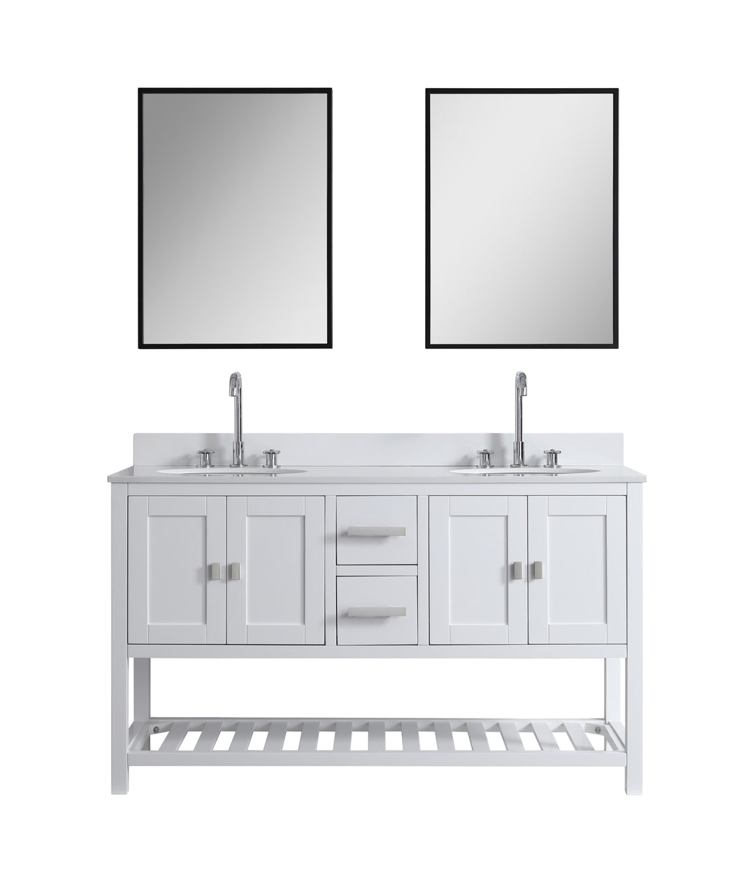 Monaco 60" Double Sink Bathroom Vanity Base Cabinet without Top