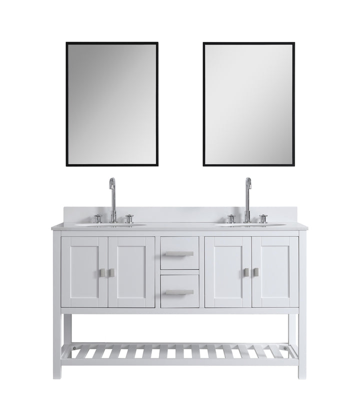 Monaco 60" Double Sink Bathroom Vanity Base Cabinet without Top