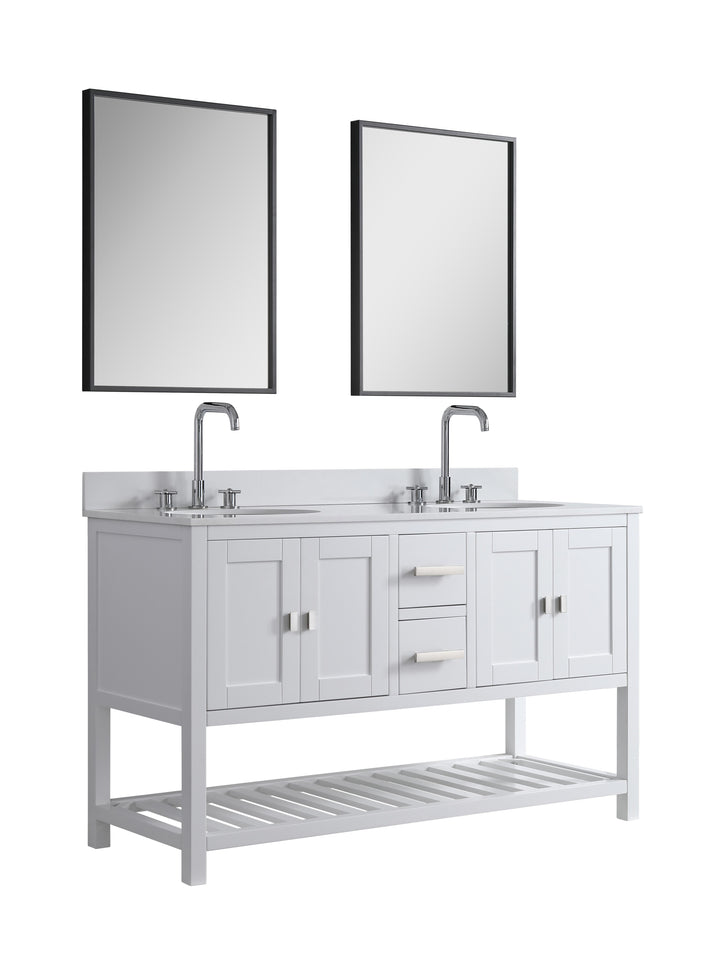 Monaco 60" Double Sink Bathroom Vanity Base Cabinet without Top