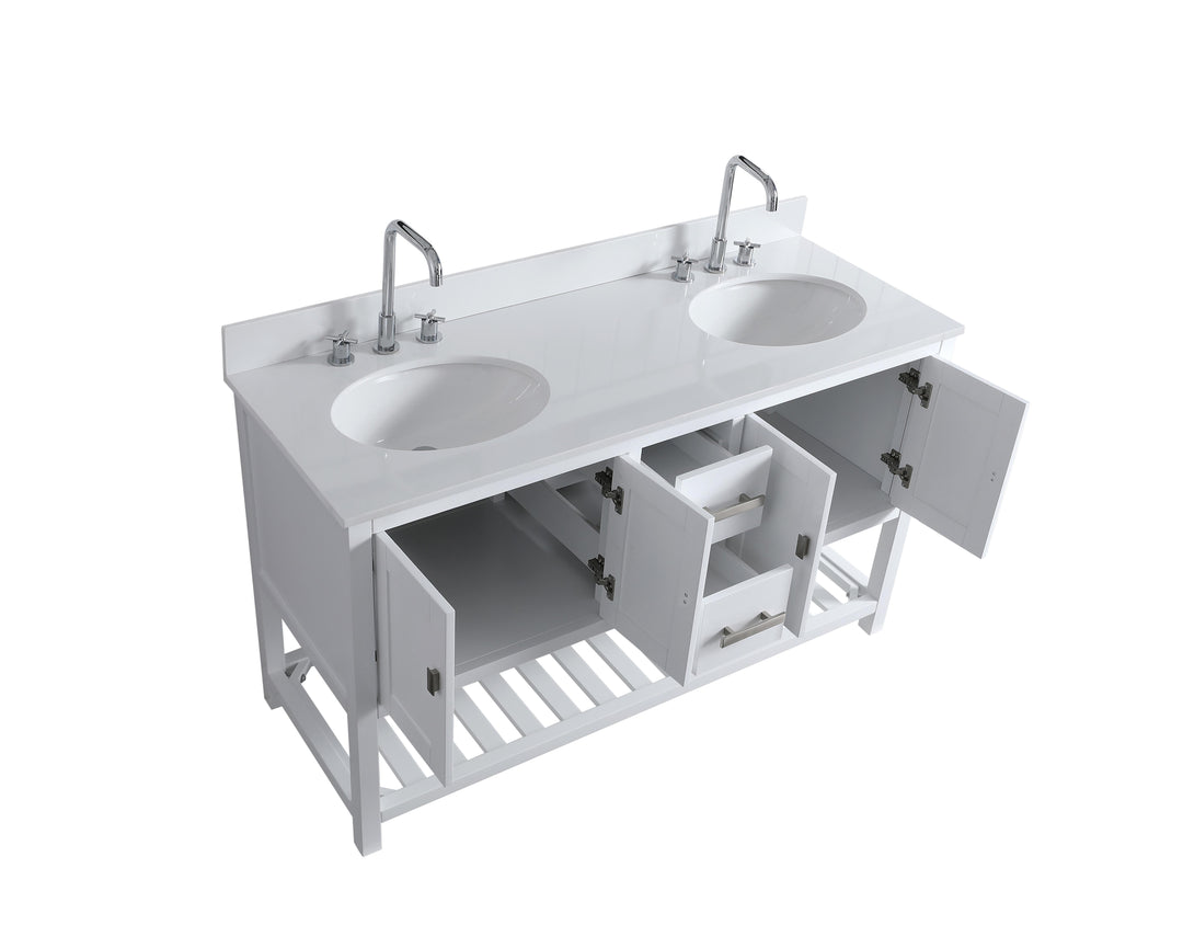 Monaco 60" Double Sink Bathroom Vanity Base Cabinet without Top