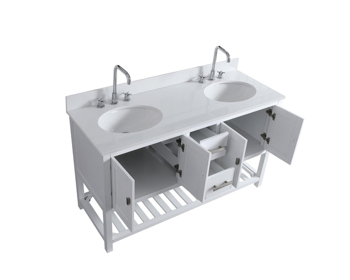 Monaco 60" Double Sink Bathroom Vanity Base Cabinet without Top