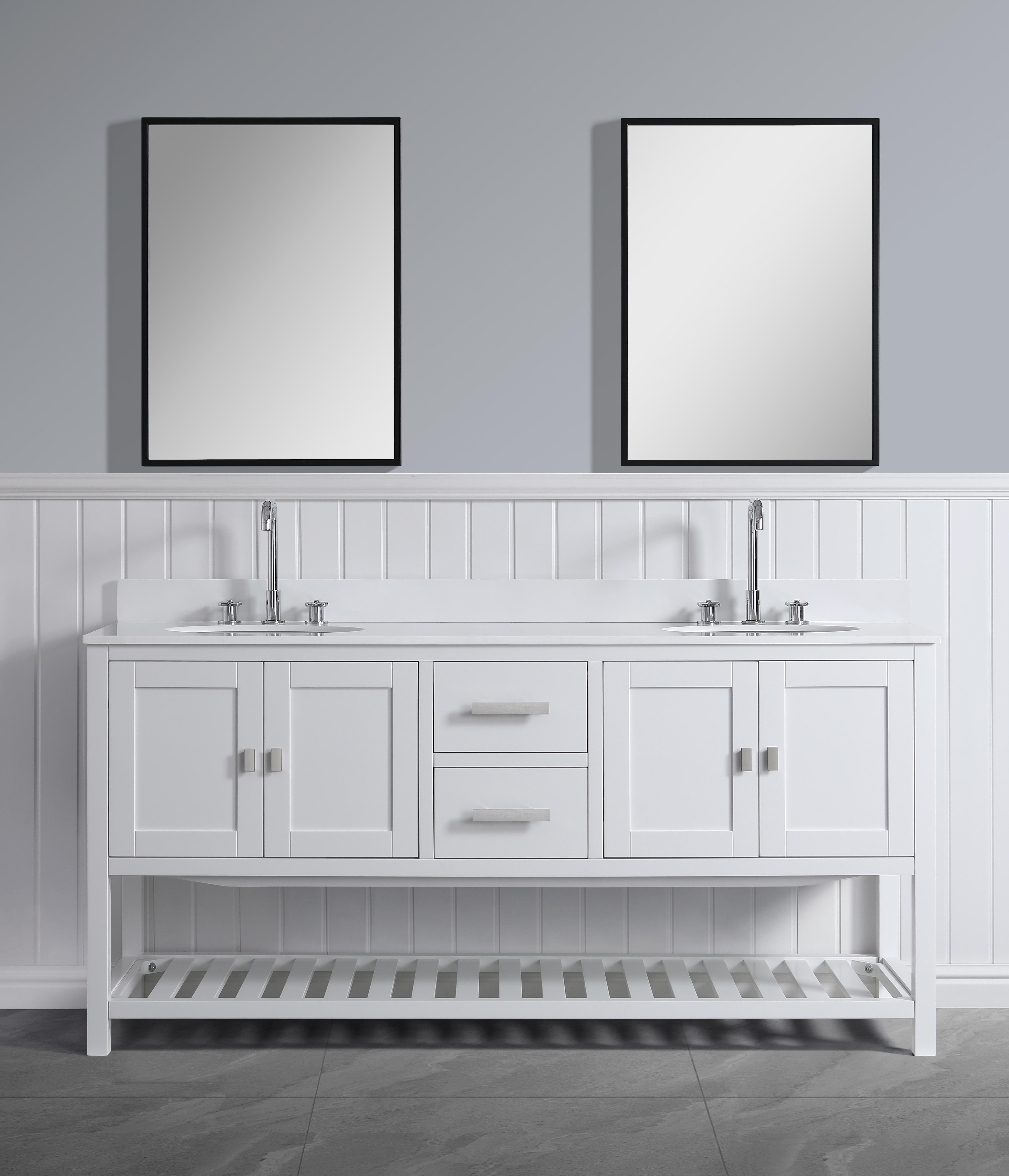 Monaco 72" Double Sink Bathroom Vanity Base Cabinet without Top