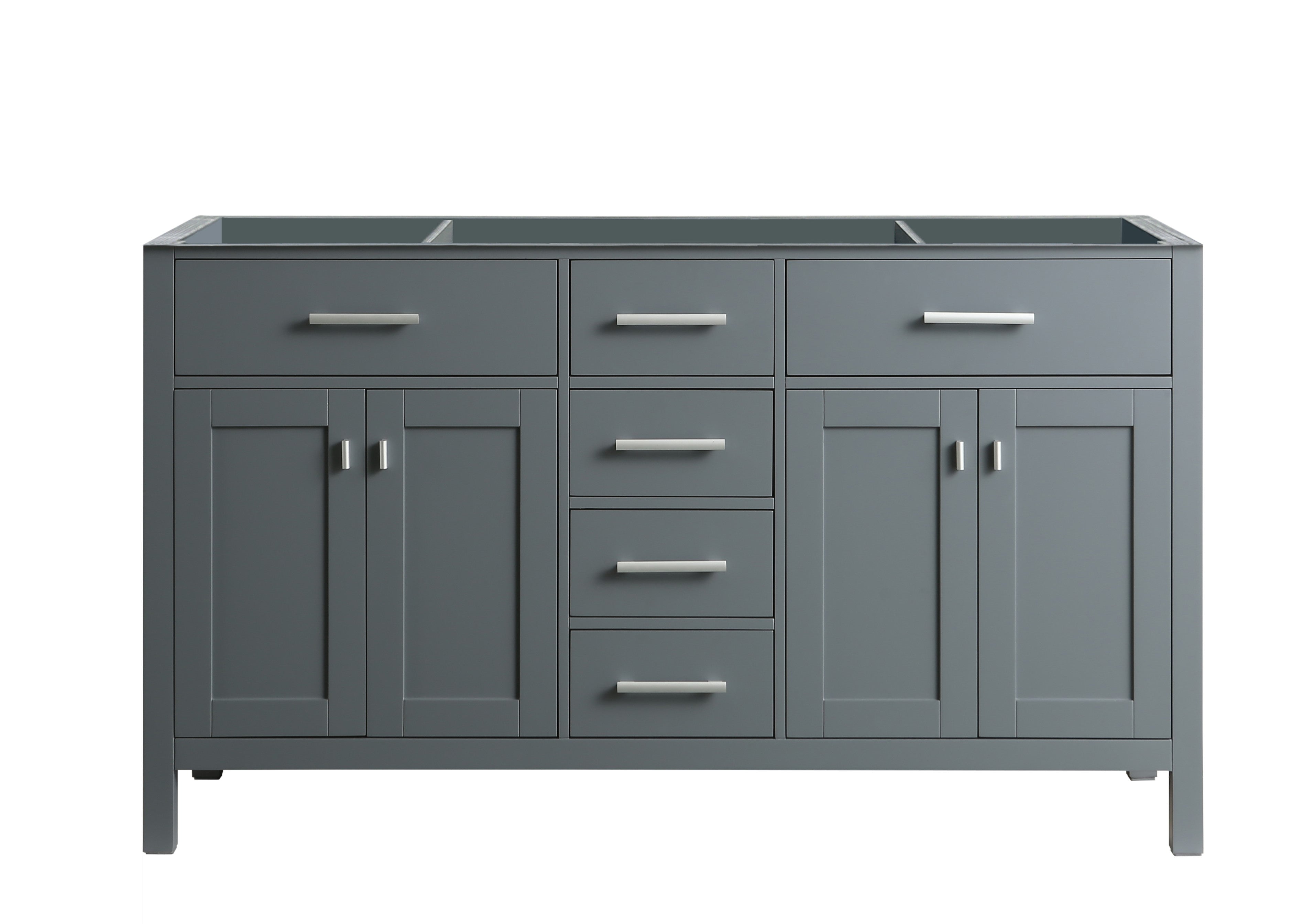 London 61" Double Sink Vanity in Gray with Matching Framed Mirror