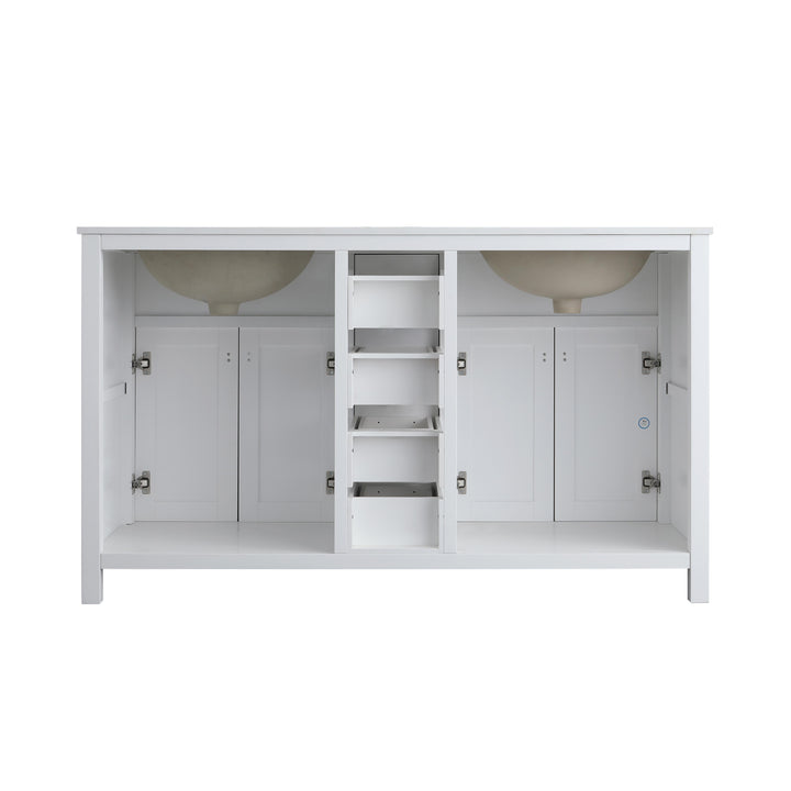 London 60.5" Double Sink Vanity Cabinet Only in White