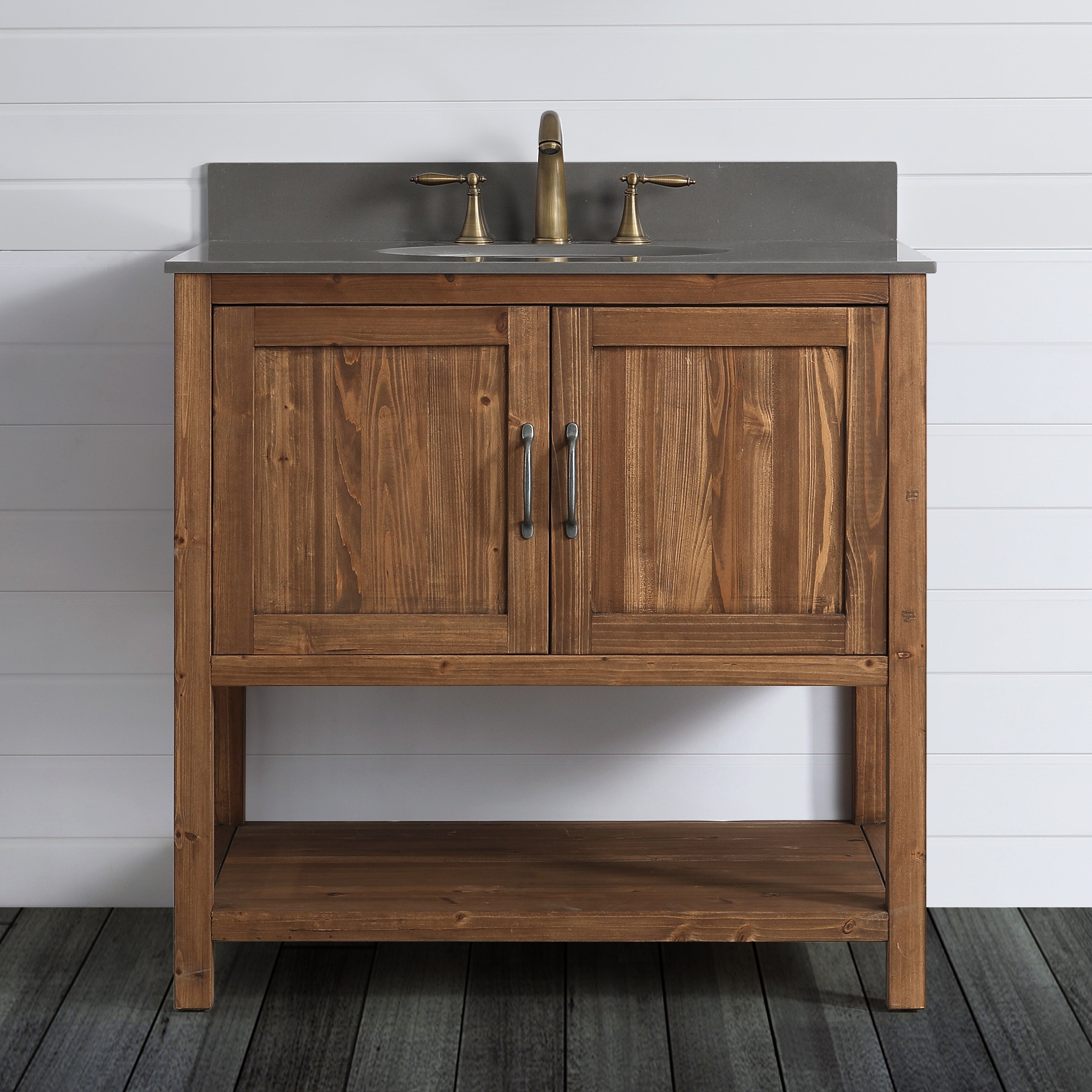 Austin 36" Vanity Base Built With Reclaimed Wood in Walnut Finish