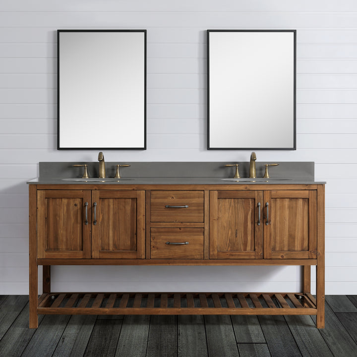 Austin 72" Vanity Base Built With Reclaimed Wood in Walnut Finish