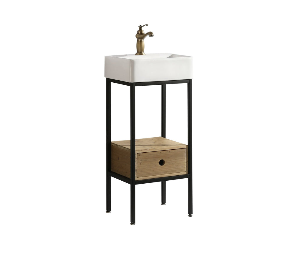 Cassidy 16" Single Sink Vanity in Natural with Porcelain Top - Design Element Bath Kitchen - Bathroom Vanity - 