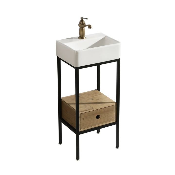 Cassidy 16" Single Sink Vanity in Natural with Porcelain Top - Design Element Bath Kitchen - Bathroom Vanity - 
