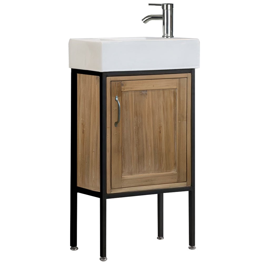 Bristol 18.5" Single Sink Vanity in Walnut with Porcelain Top - Design Element Bath Kitchen - Bathroom Vanity - 