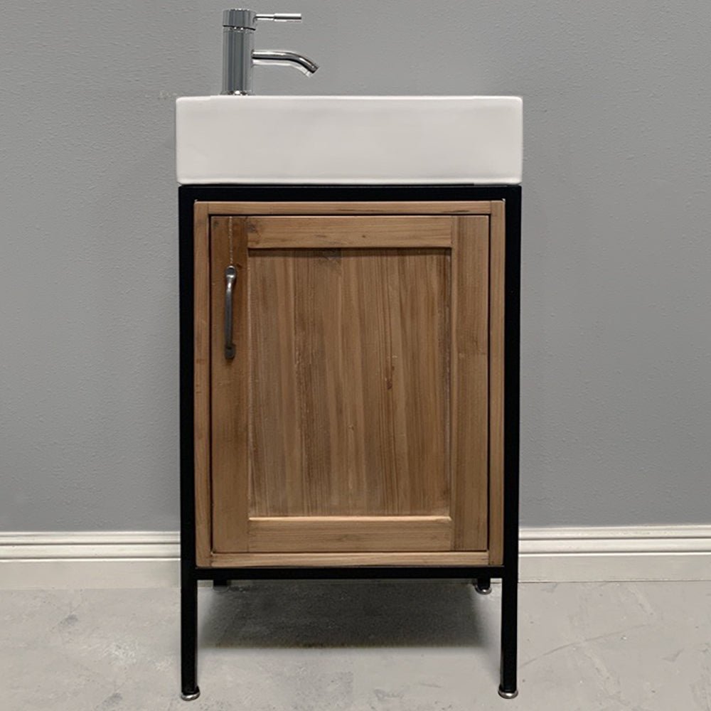 Bristol 18.5" Single Sink Vanity in Walnut with Porcelain Top - Design Element Bath Kitchen - Bathroom Vanity - 