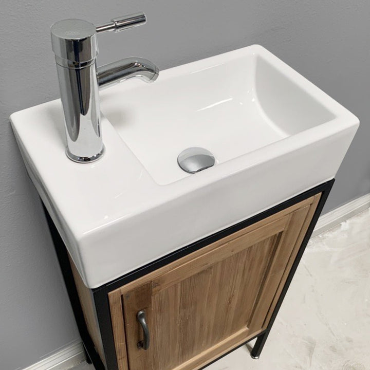 Bristol 18.5" Single Sink Vanity in Walnut with Porcelain Top - Design Element Bath Kitchen - Bathroom Vanity - 