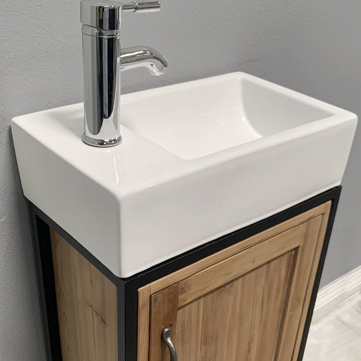 Bristol 18.5" Single Sink Vanity in Walnut with Porcelain Top - Design Element Bath Kitchen - Bathroom Vanity - 
