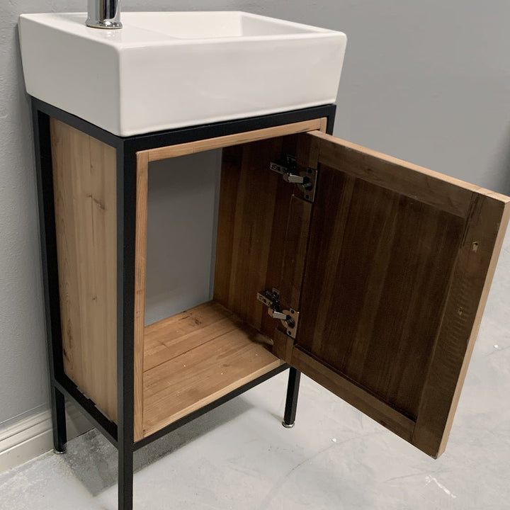 Bristol 18.5" Single Sink Vanity in Walnut with Porcelain Top - Design Element Bath Kitchen - Bathroom Vanity - 