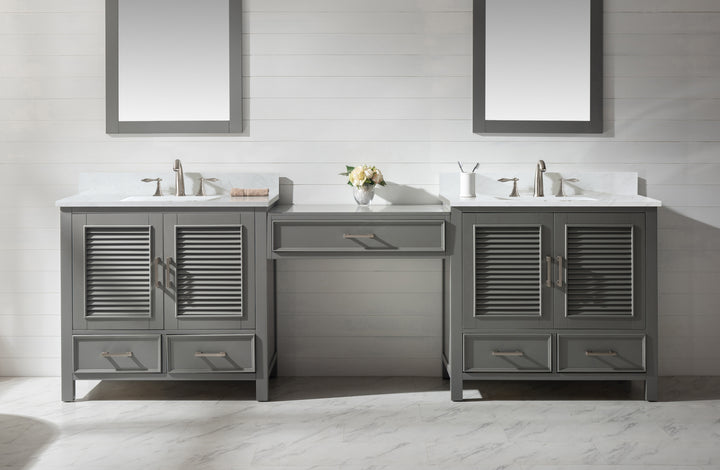 Estate 102" Double Sink Bathroom Vanity Modular Set with White Quartz Top