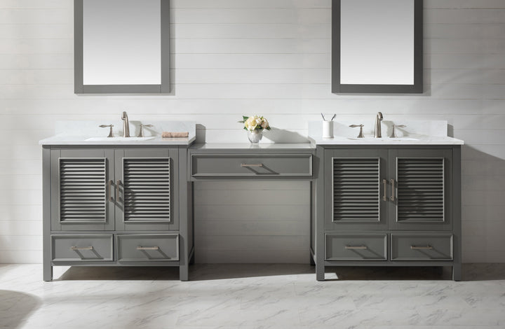Estate 102" Double Sink Bathroom Vanity Modular Set with White Quartz Top