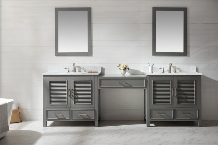 Estate 102" Double Sink Bathroom Vanity Modular Set with White Quartz Top