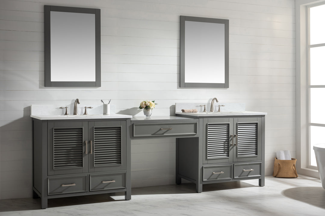 Estate 102" Double Sink Bathroom Vanity Modular Set with White Quartz Top