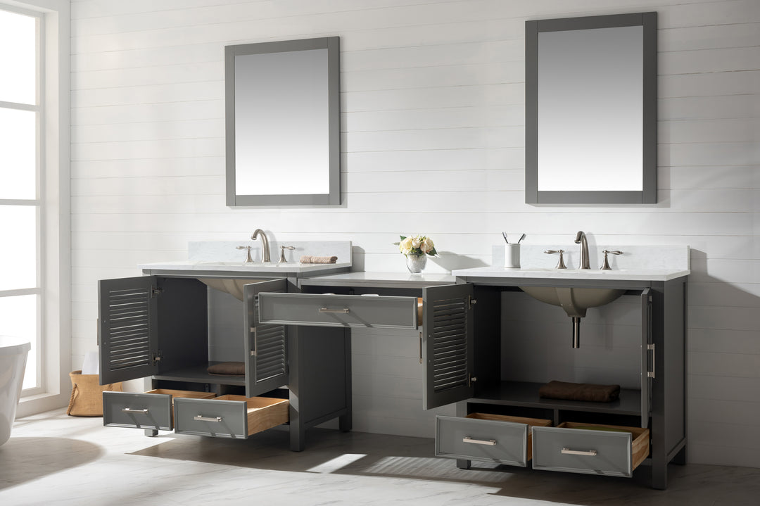 Estate 102" Double Sink Bathroom Vanity Modular Set with White Quartz Top