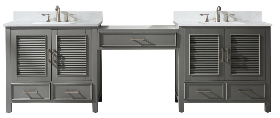 Estate 102" Double Sink Bathroom Vanity Modular Set with White Quartz Top