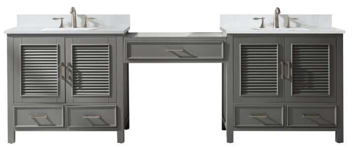 Estate 102" Double Sink Bathroom Vanity Modular Set with White Quartz Top