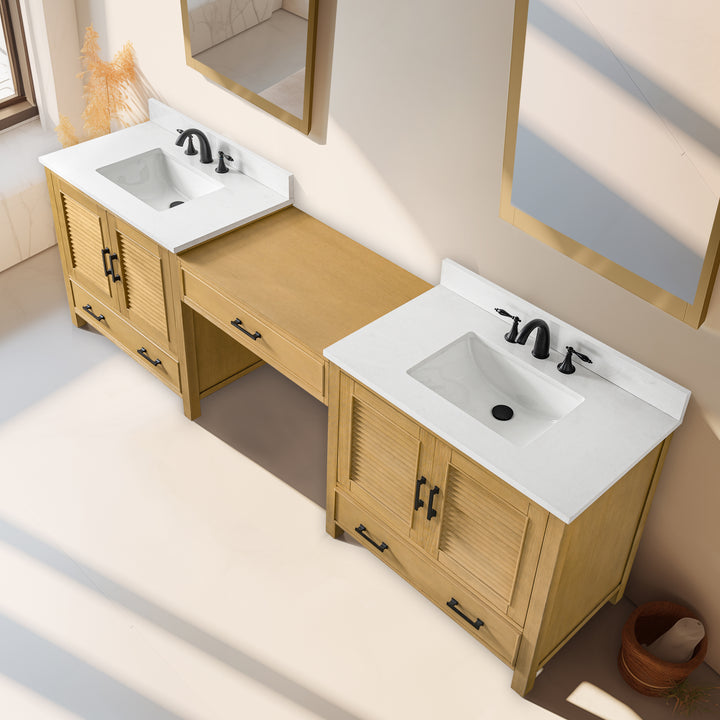 Estate 102" Double Sink Bathroom Vanity Modular Set with White Quartz Top